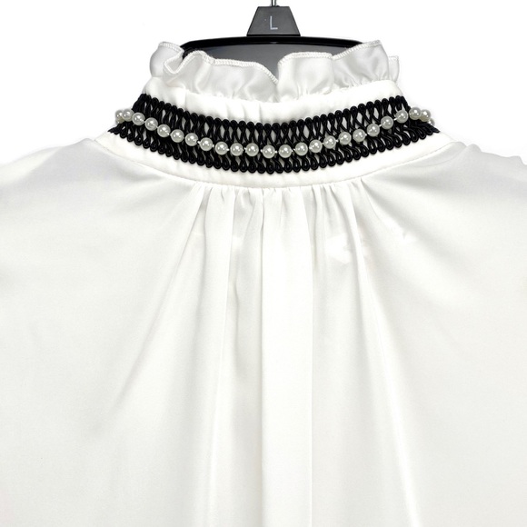 Nanette Lepore Ruffle Mock Neck Sleeveless Blouse - Picture 6 of 14